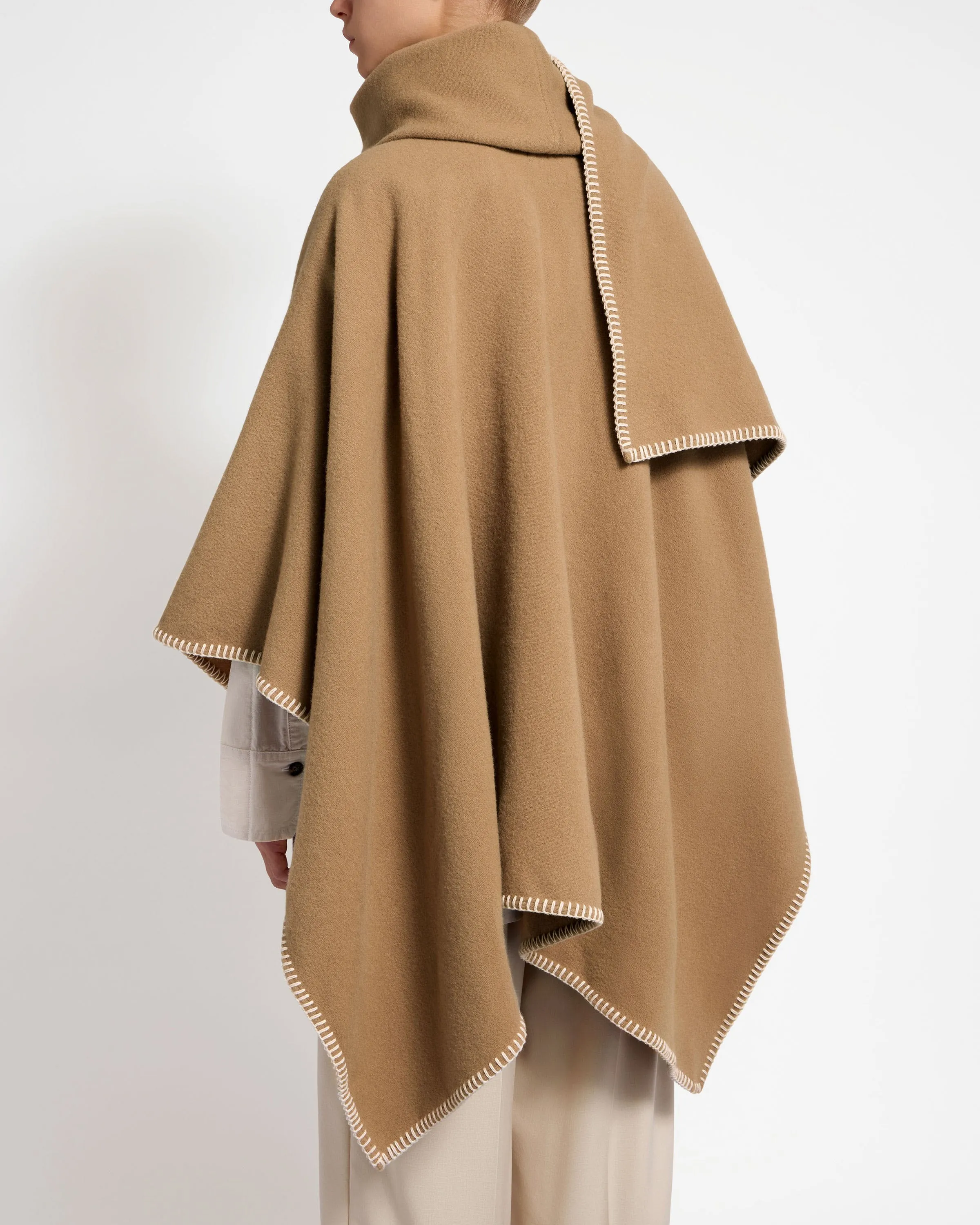 Iona Woven Pure Wool Cape - Camel