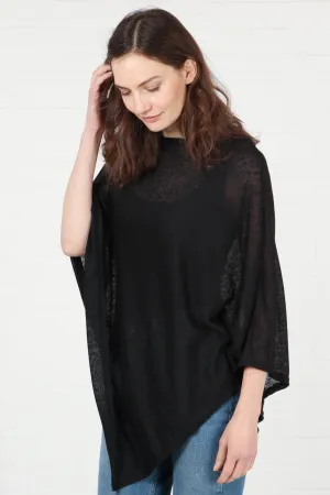 Kim Lightweight One Size Poncho - Black