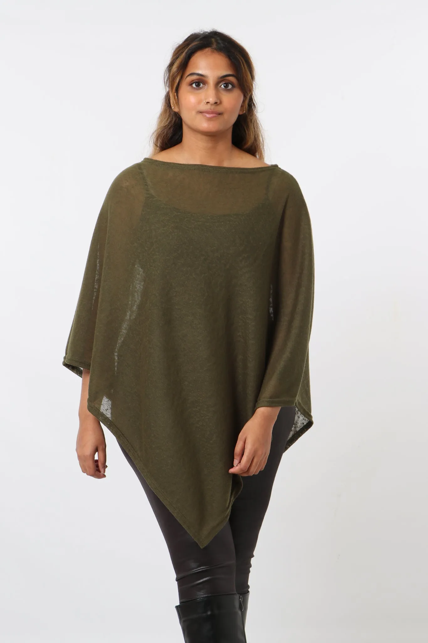 Kim Lightweight One Size Poncho - Khaki