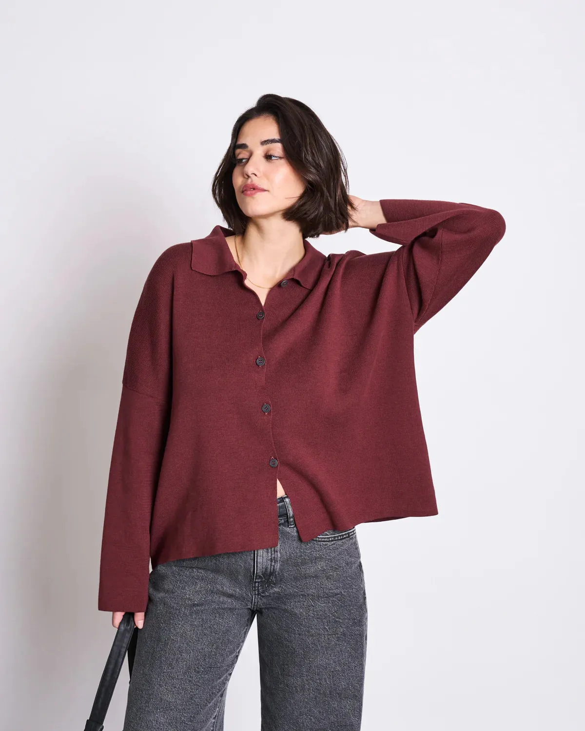 LAST ONE in M - Anjo Knitted Cardigan - Syrah