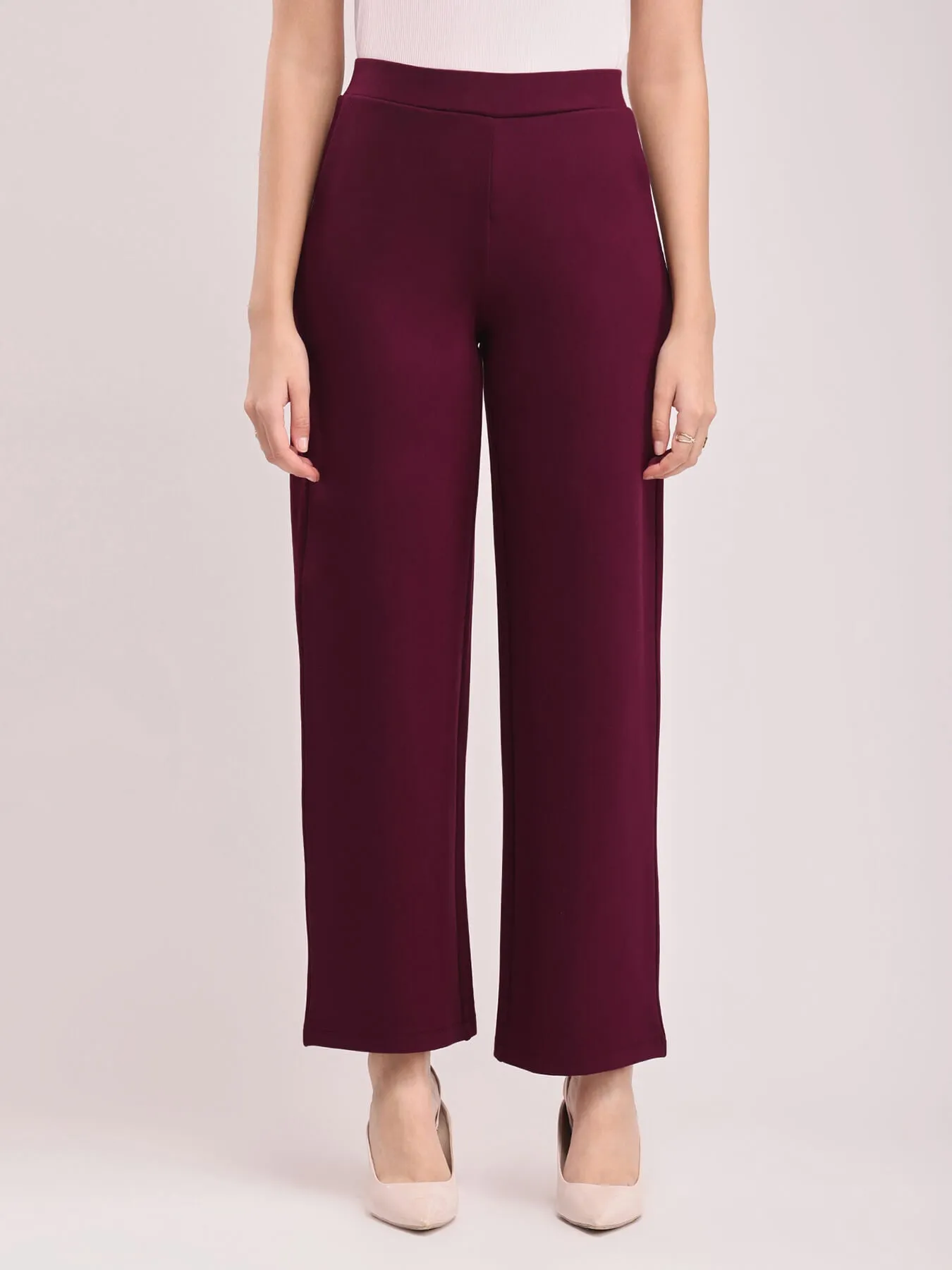 LivIn Wide Leg Pants - Maroon