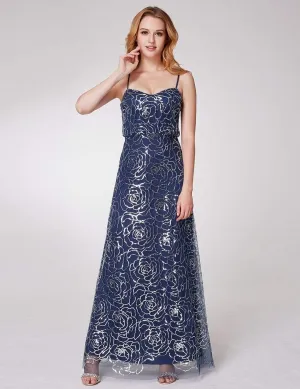 Long Sequins Blouson Evening Dress