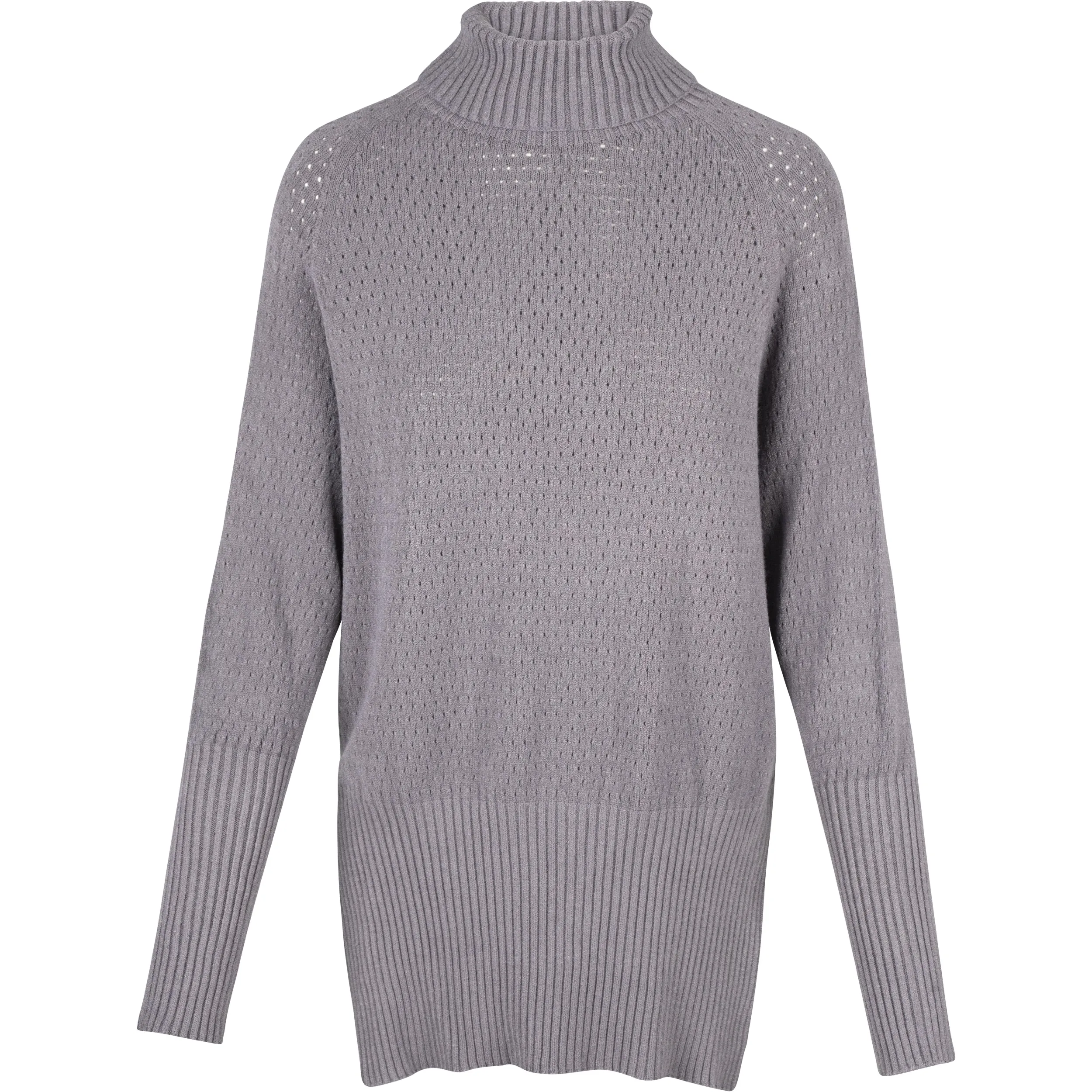 M Made in Italy – Turtle-Neck Knit Sweater With Pointelle Detailing