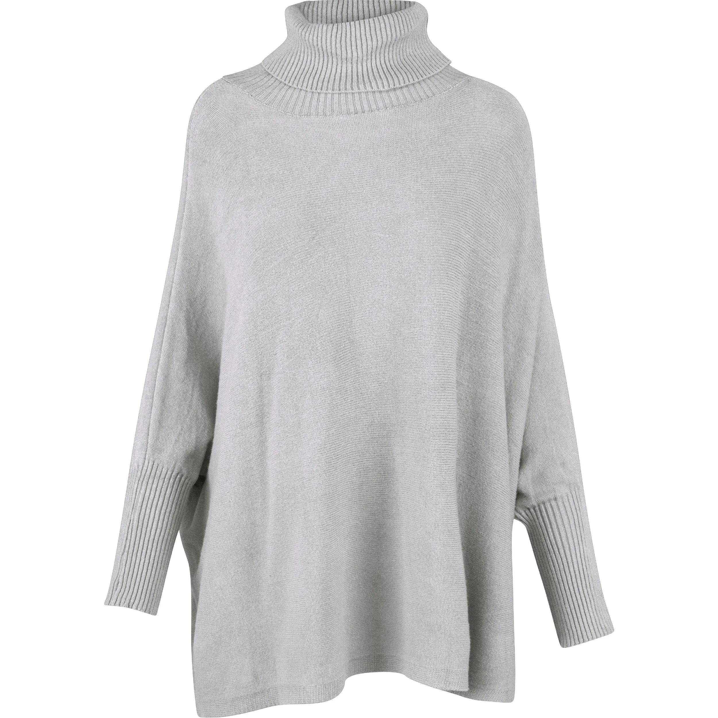 M Made in Italy – Turtle-Neck Tunic Length Sweater With Long Bat-Sleeves