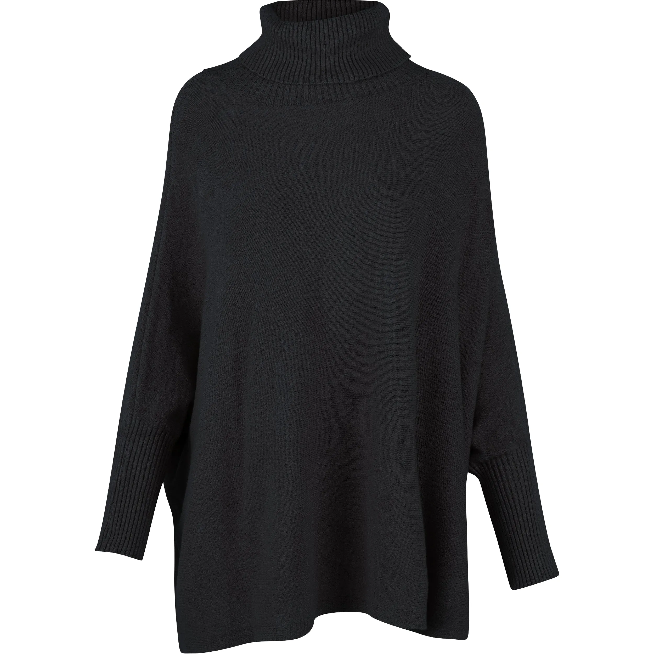 M Made in Italy – Turtle-Neck Tunic Length Sweater With Long Bat-Sleeves