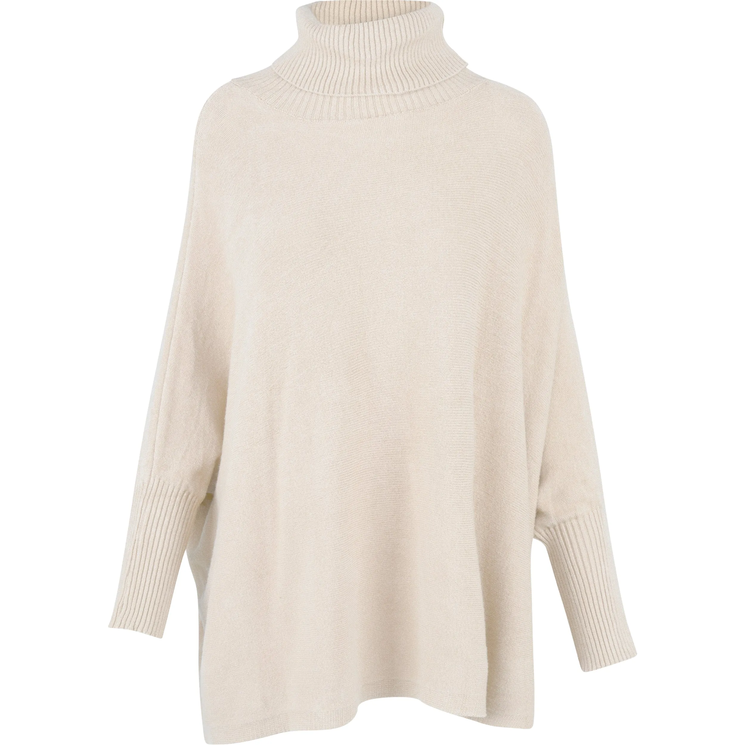 M Made in Italy – Turtle-Neck Tunic Length Sweater With Long Bat-Sleeves