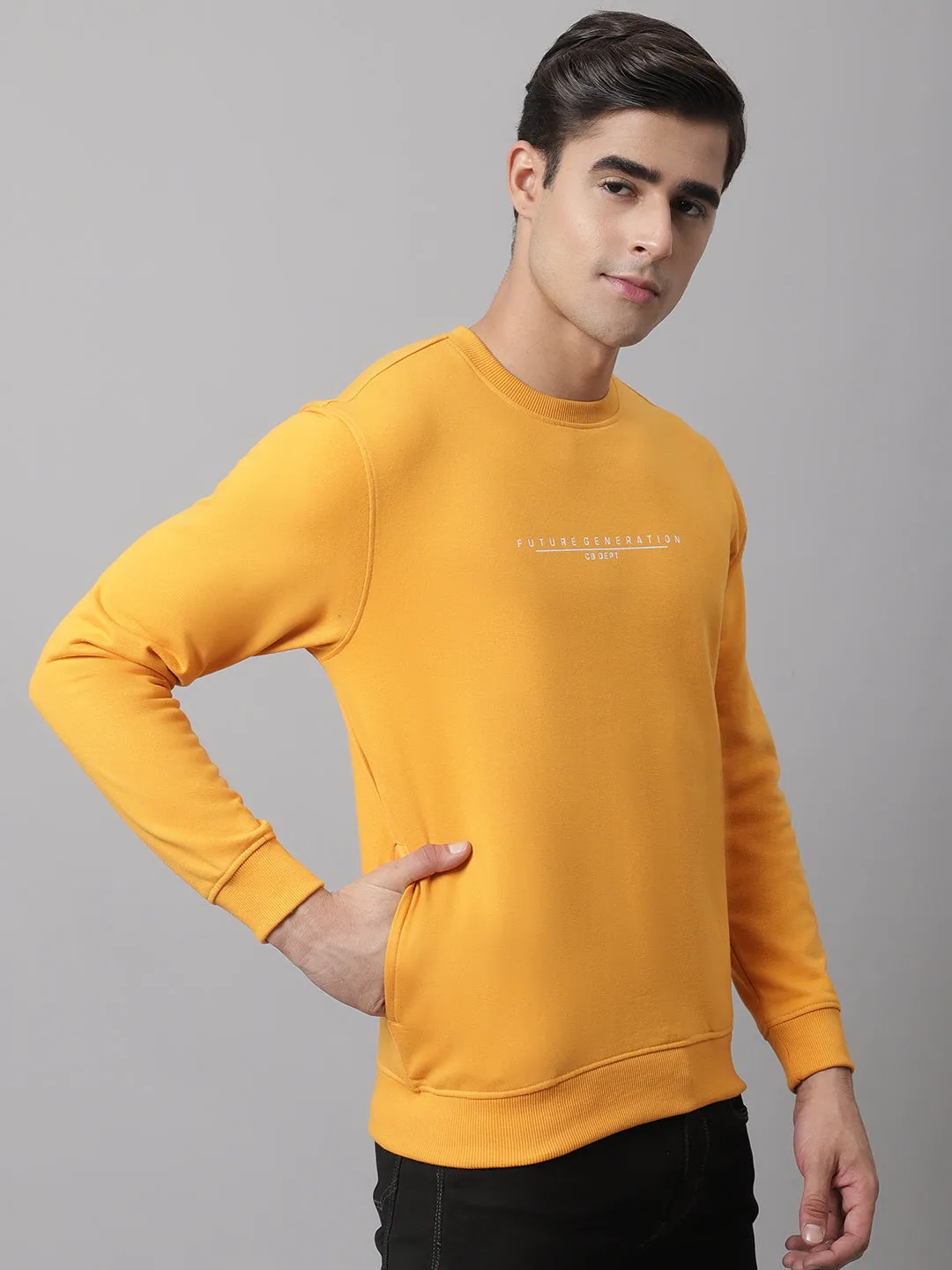 Men Mustard Sweatshirt