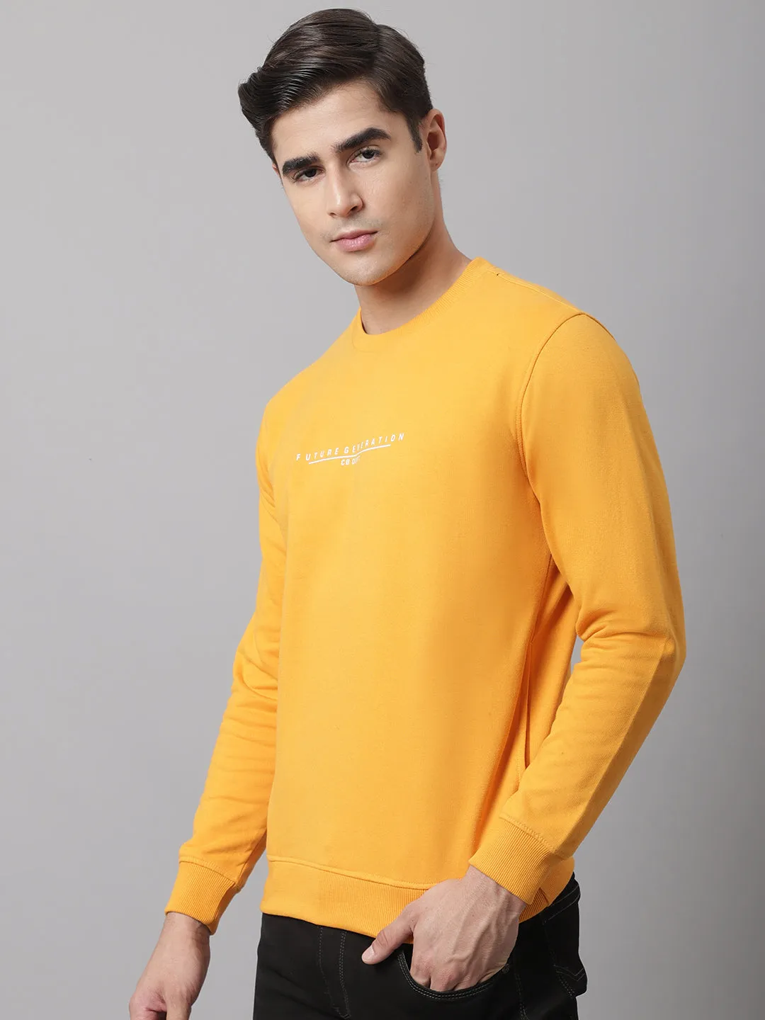 Men Mustard Sweatshirt