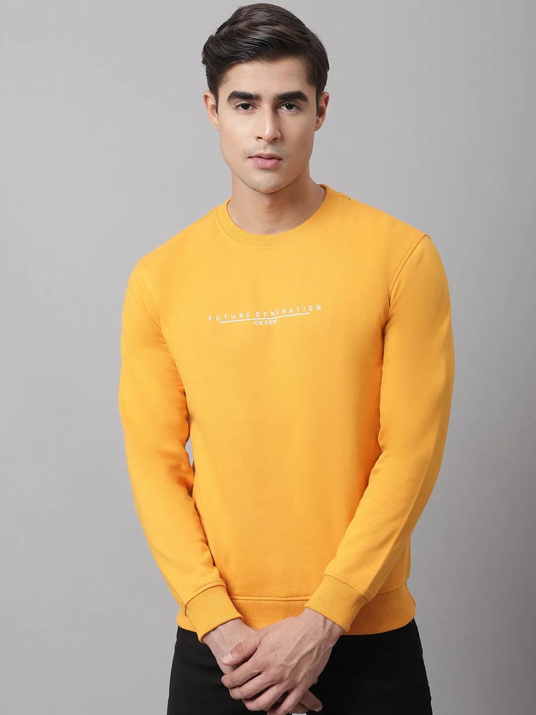 Men Mustard Sweatshirt