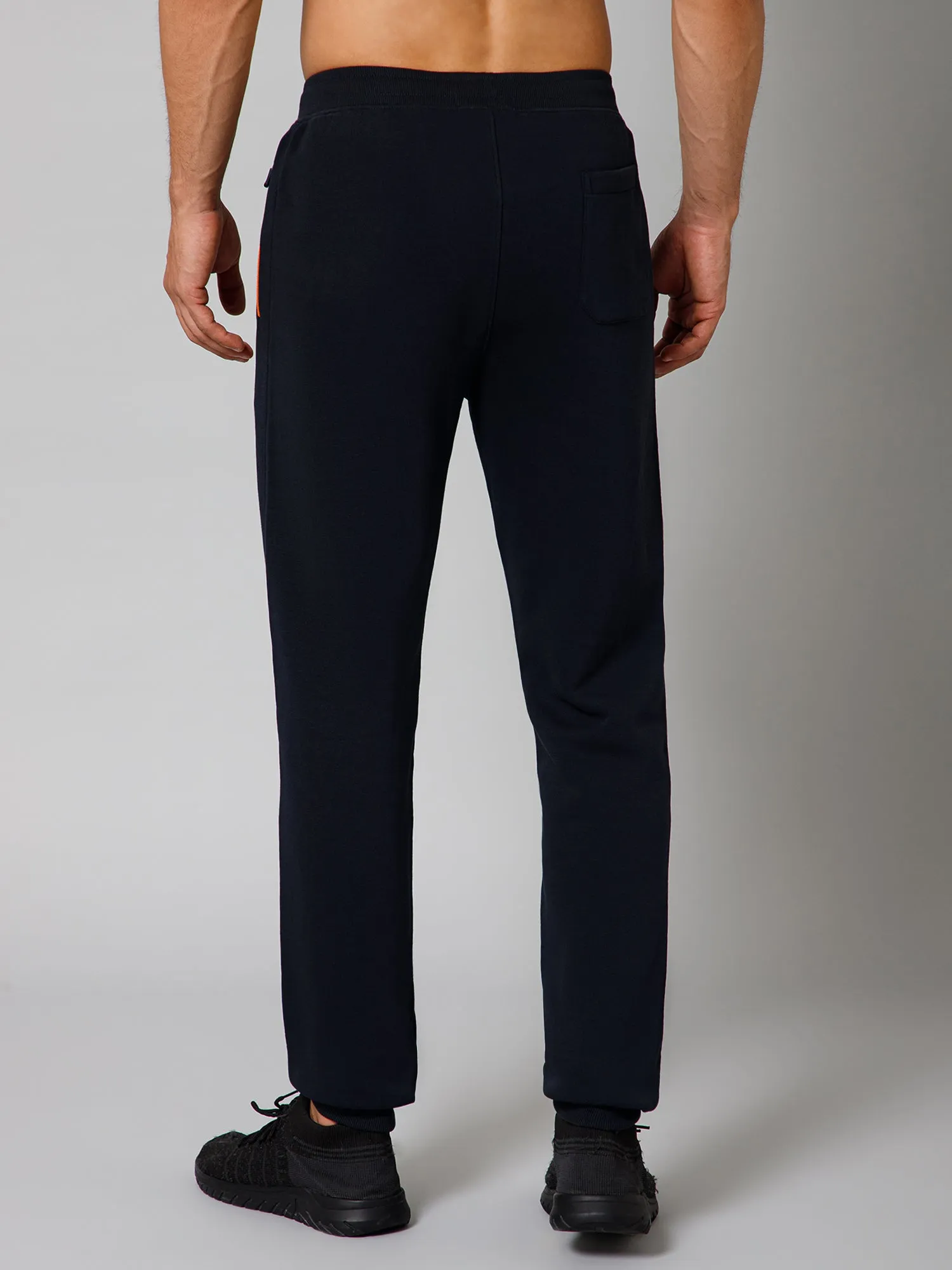 Men Navy Blue Solid Full Length Regular Fit  Winter Wear Track Pant For Men