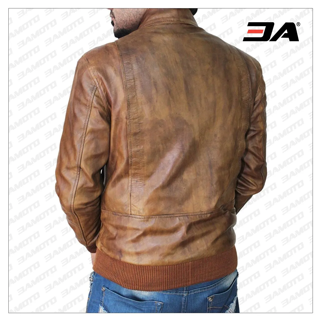 Men Tan Brown Leather Jacket