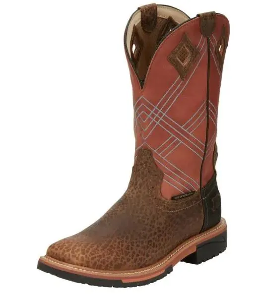 Men's Justin Stampede Hybred Dalhart Brown Waterproof Soft Toe Work Boot SE4216