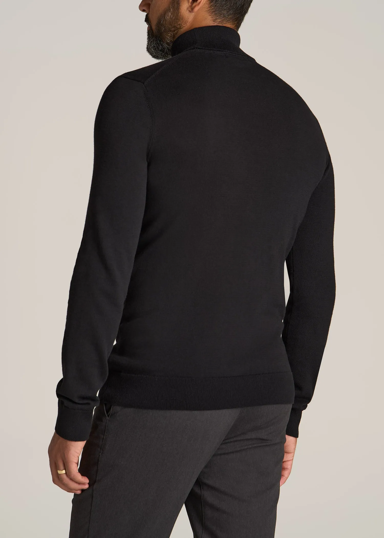 Men's Tall Turtleneck Sweater in Black