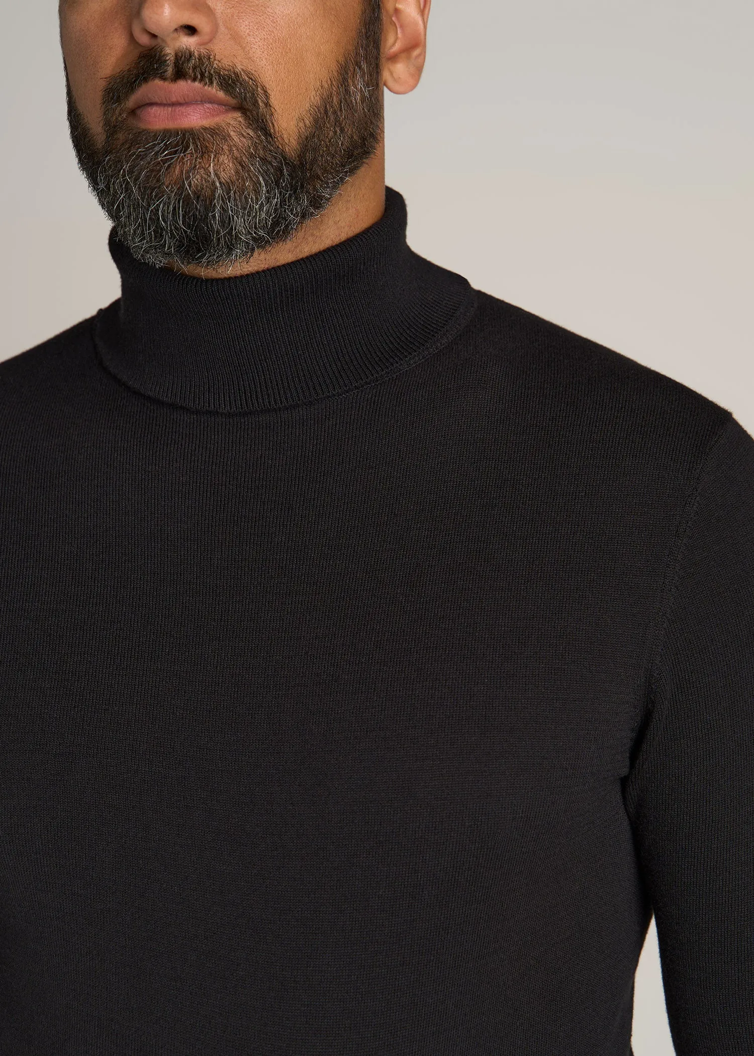 Men's Tall Turtleneck Sweater in Black