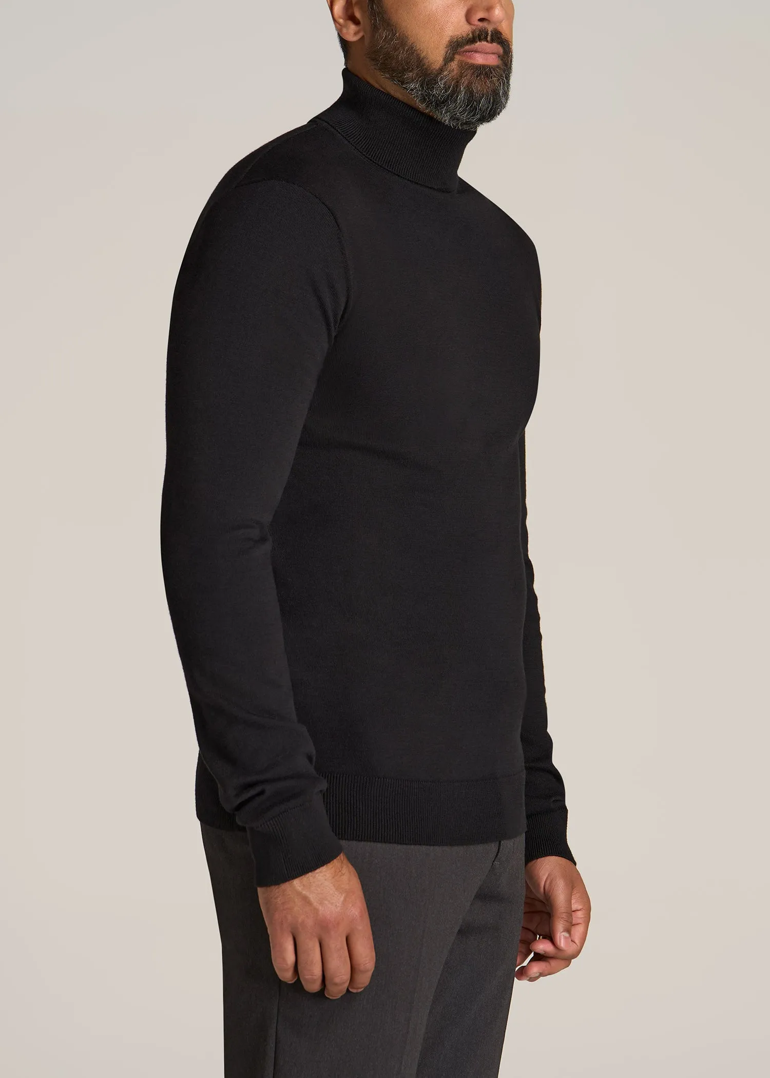 Men's Tall Turtleneck Sweater in Black