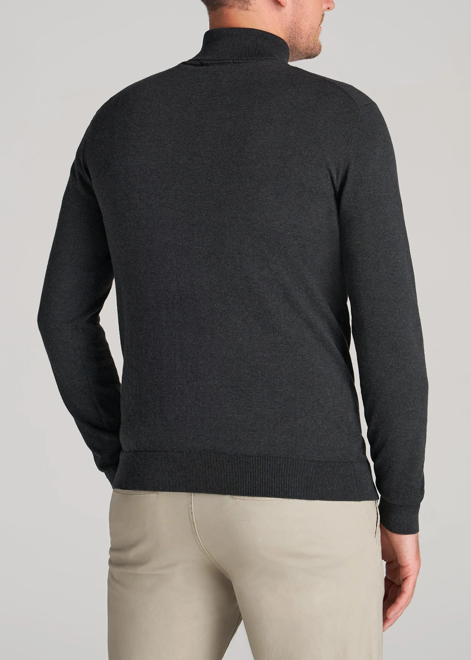 Men's Tall Turtleneck Sweater in Charcoal Mix