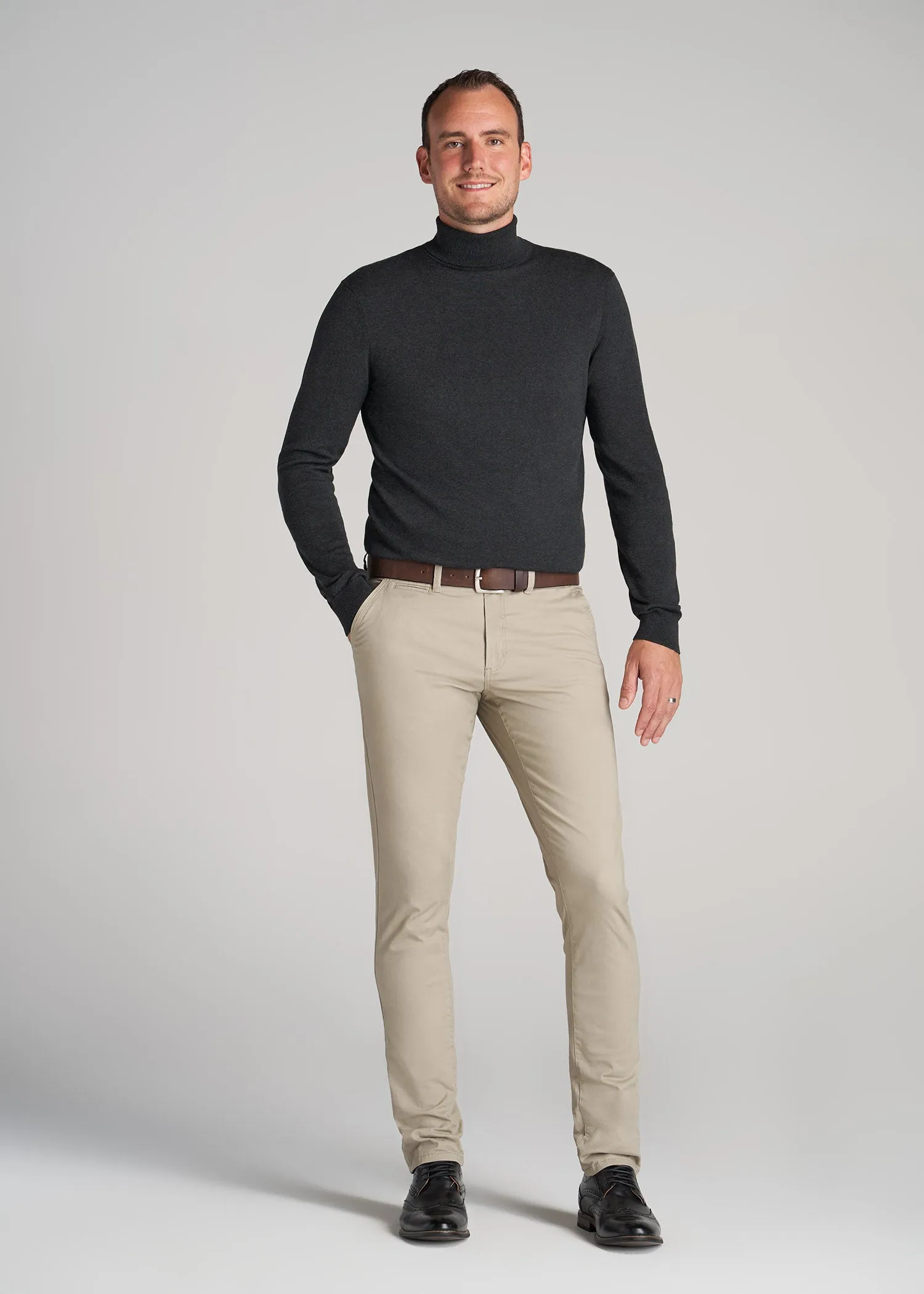 Men's Tall Turtleneck Sweater in Charcoal Mix