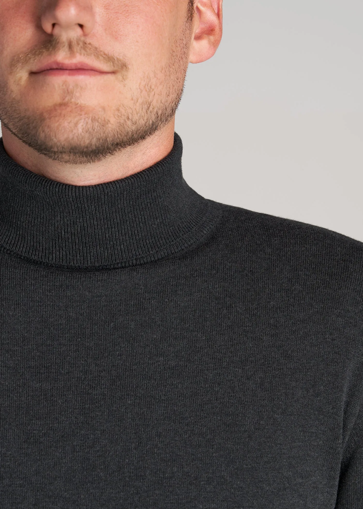 Men's Tall Turtleneck Sweater in Charcoal Mix