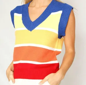 Miss Sparkling Knit Vest Retro Stripe [Available in XL Only]