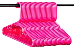 Neaties American Made 30 Premium Children's Pink Plastic Hangers with Notches and Heavy Duty Flexible Construction, 30pk