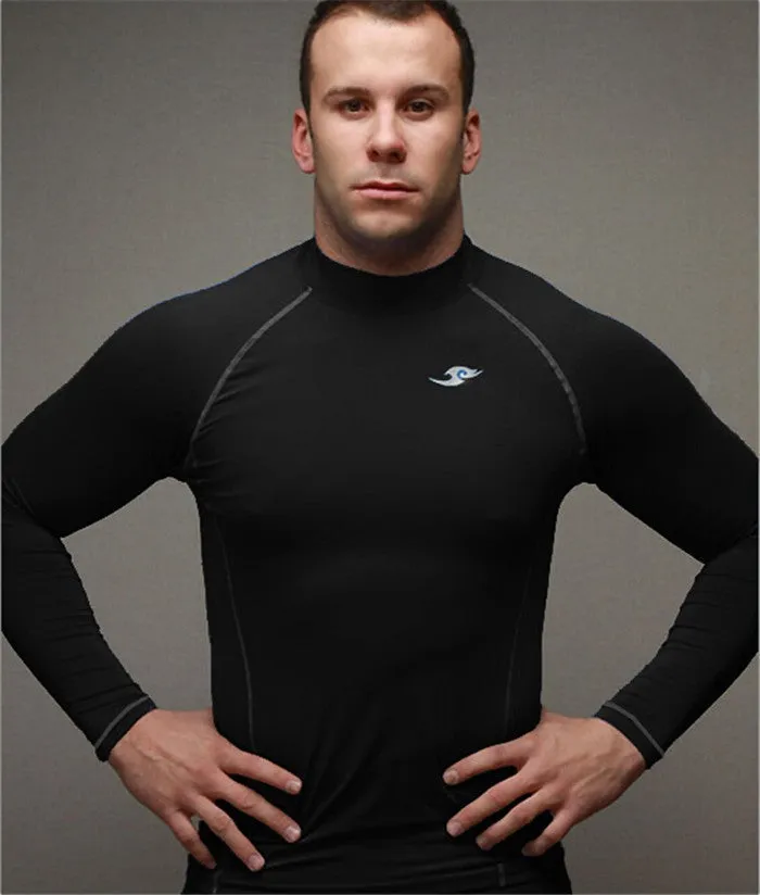 Newest fitness men long sleeve exercise Casual t shirt men thermal muscle bodybuilding compression tights shirt