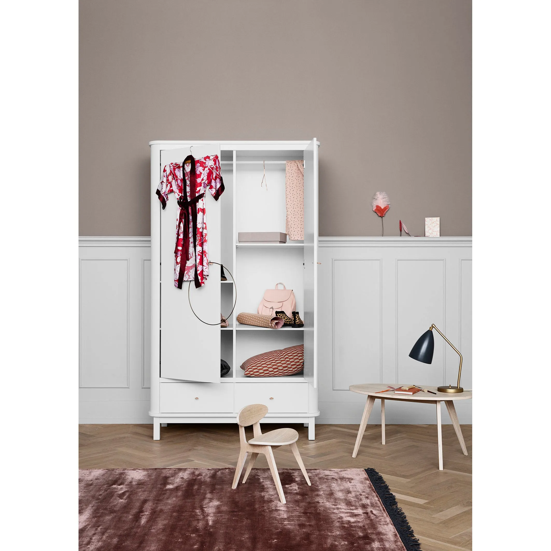 Oliver Furniture Wood Wardrobe 2 Doors White/Oak