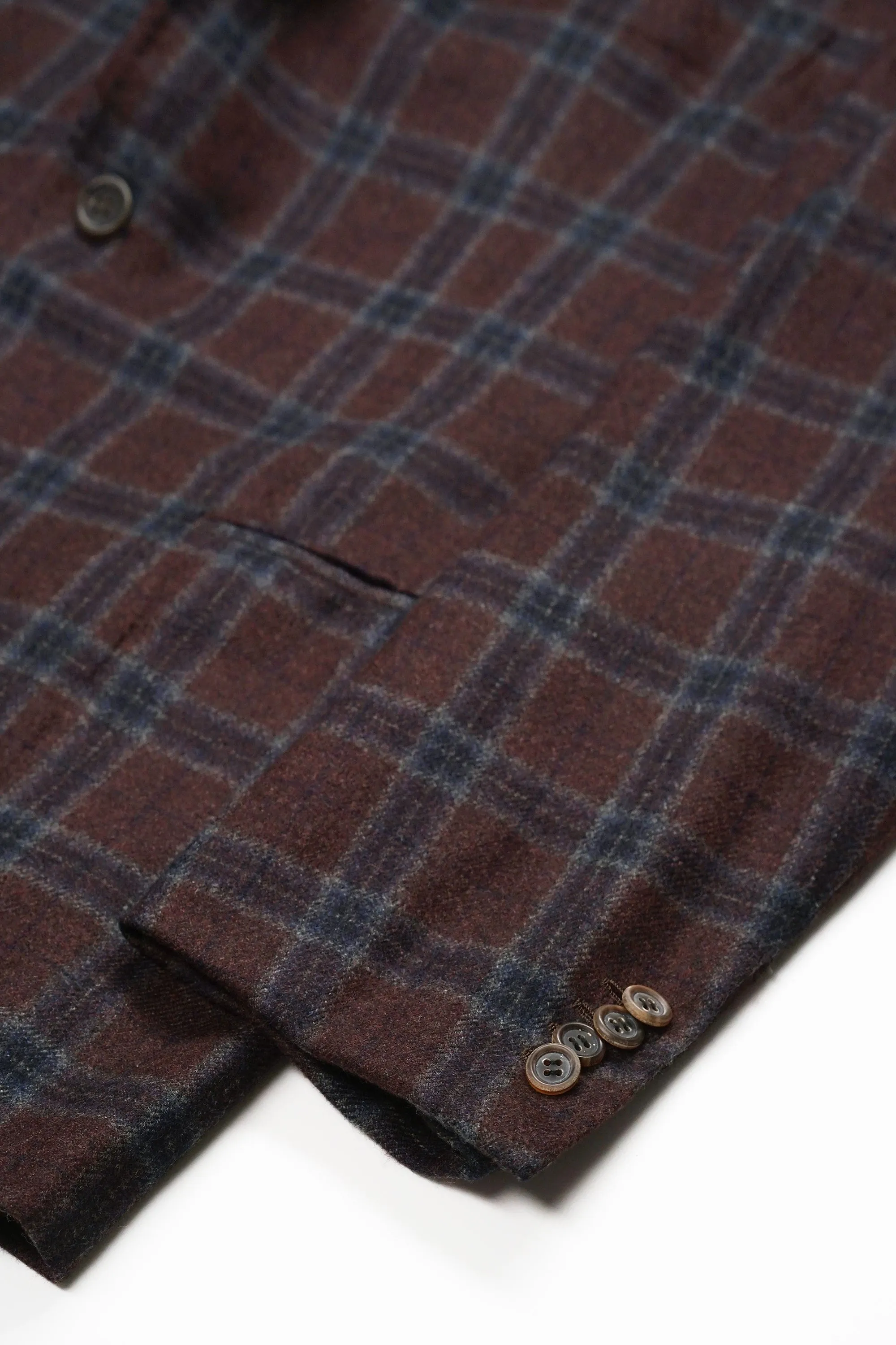 Orazio Luciano Burgundy with Blue Check Wool Cashmere Sport Coat