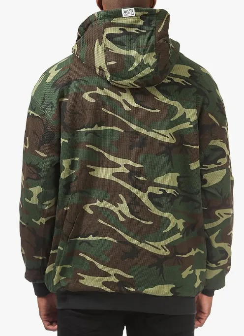 Pro Club Men's Full Zip Reversible Fleece and Thermal Hoodie-Camo