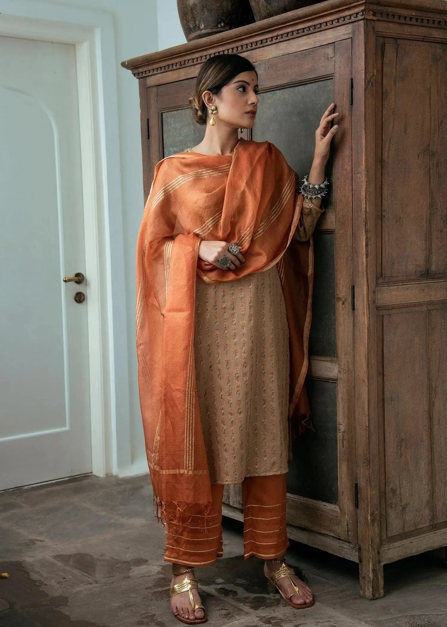 Puja Rust Straight Gota Pants