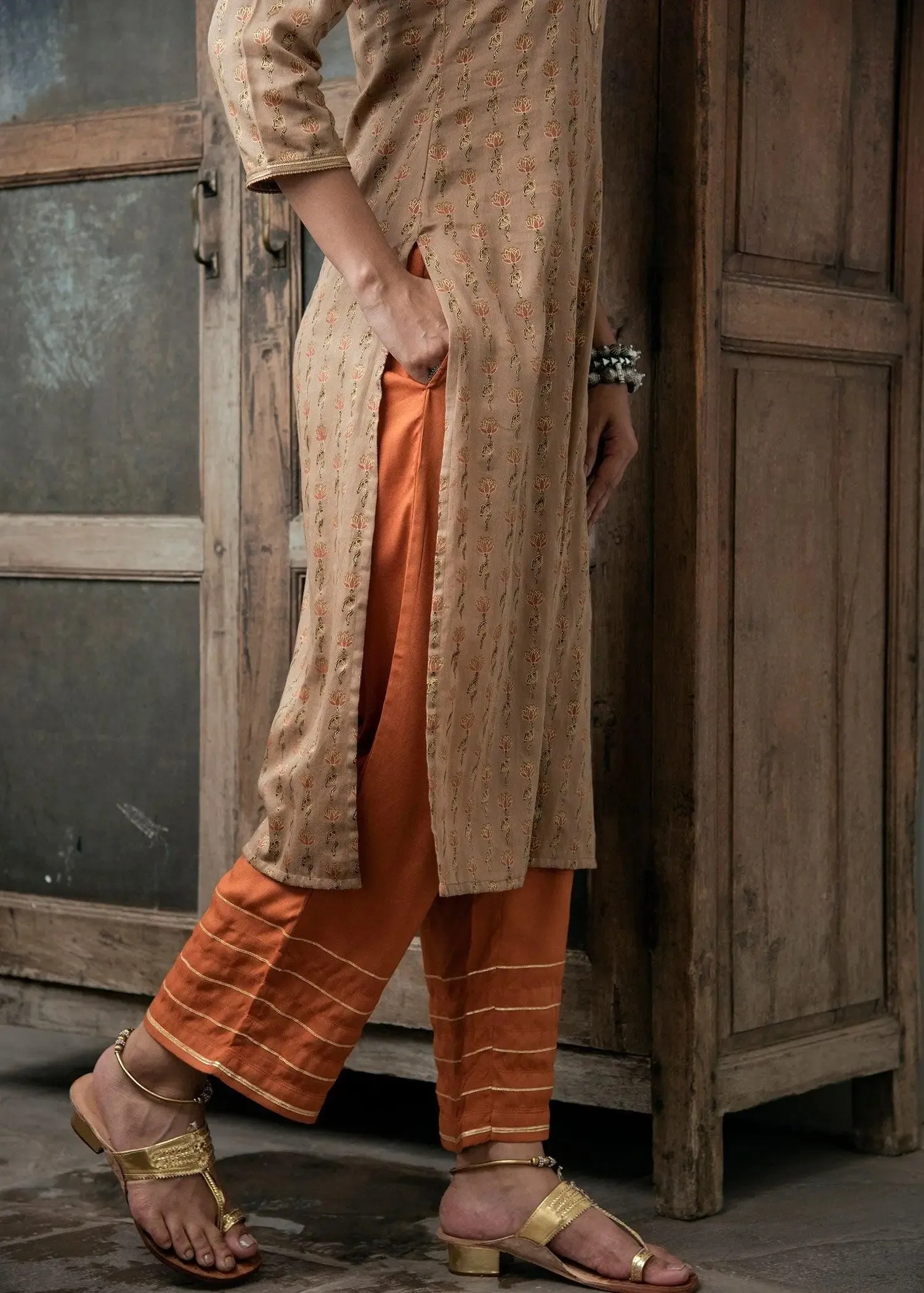 Puja Rust Straight Gota Pants