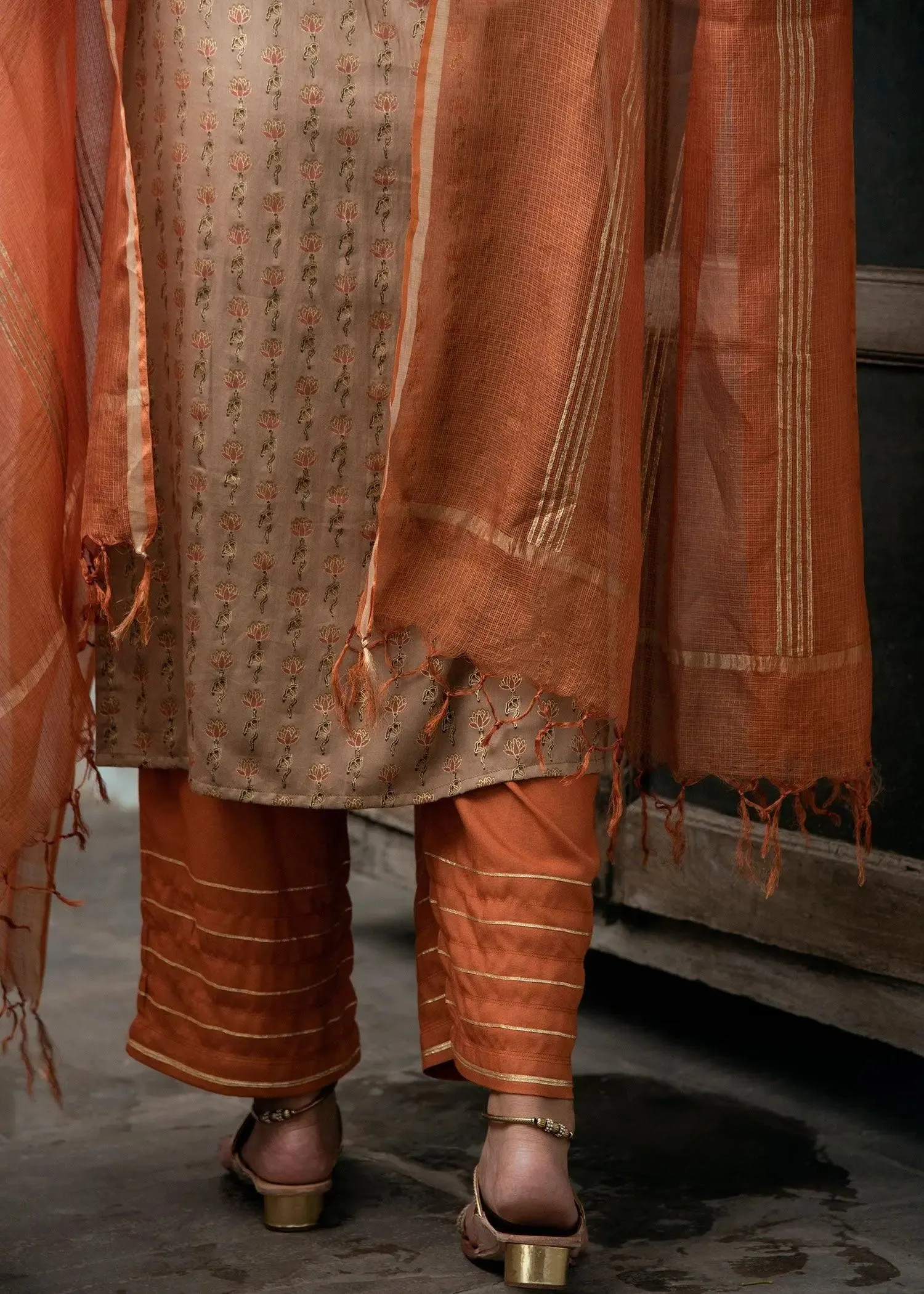 Puja Rust Straight Gota Pants