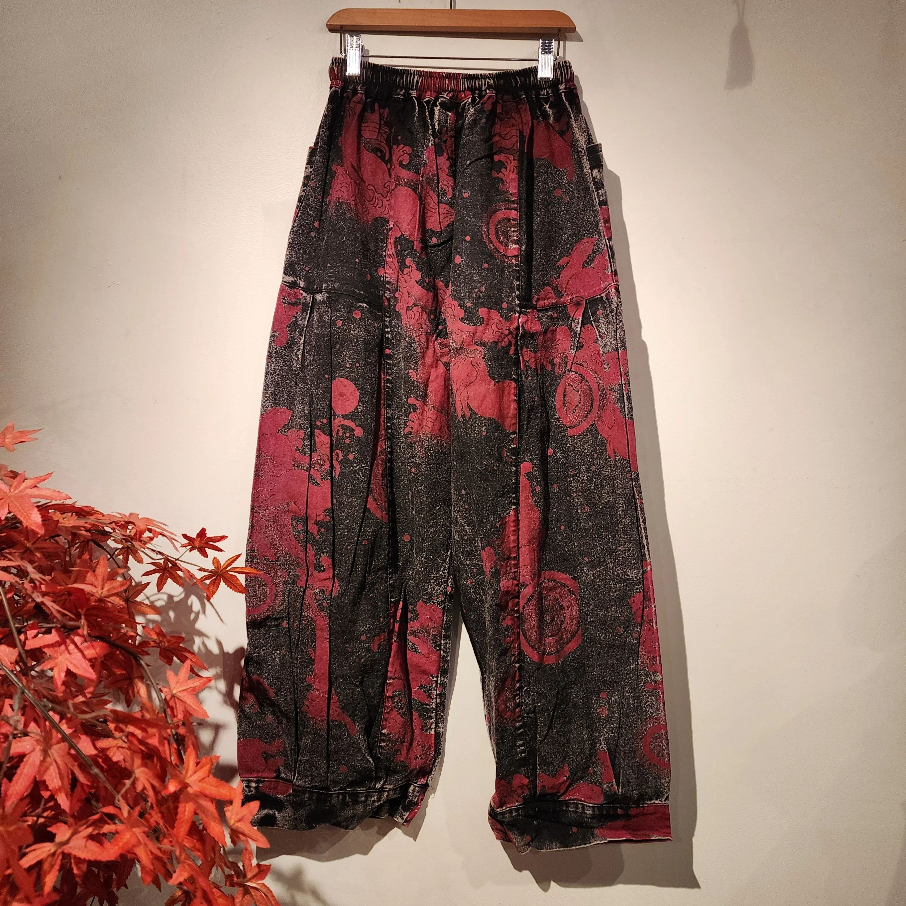 Red Black Stonewash Bunny Kamon Comfy Sweat Pants