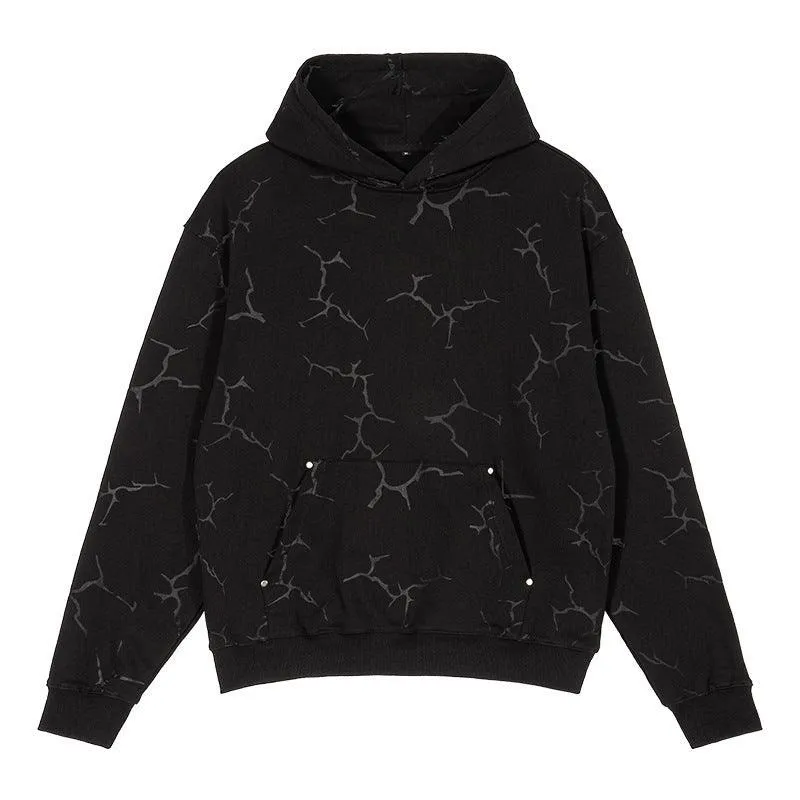 Rivet Lightning Pattern Hoodies