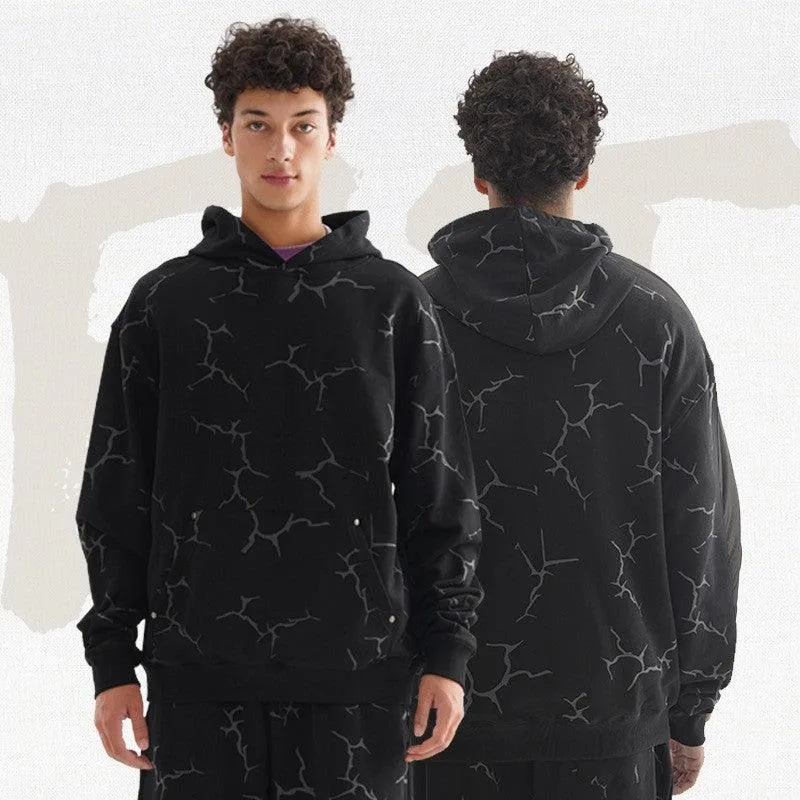 Rivet Lightning Pattern Hoodies