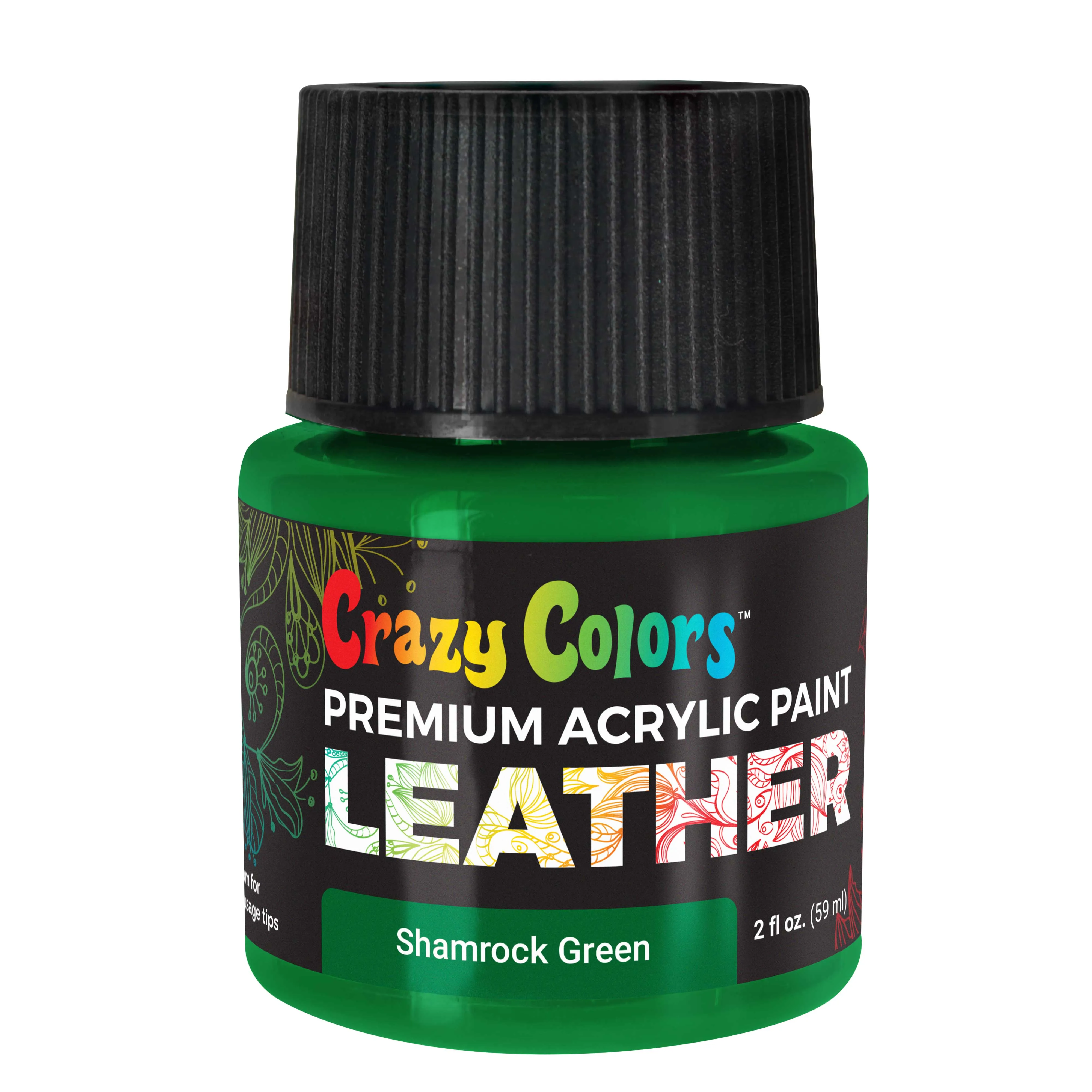 Shamrock Green Premium Acrylic Leather and Shoe Paint, 2 oz Bottle - Flexible, Crack, Scratch, Peel Resistant - Artist Create Custom Sneakers, Jackets, Bags, Purses, Furniture Artwork