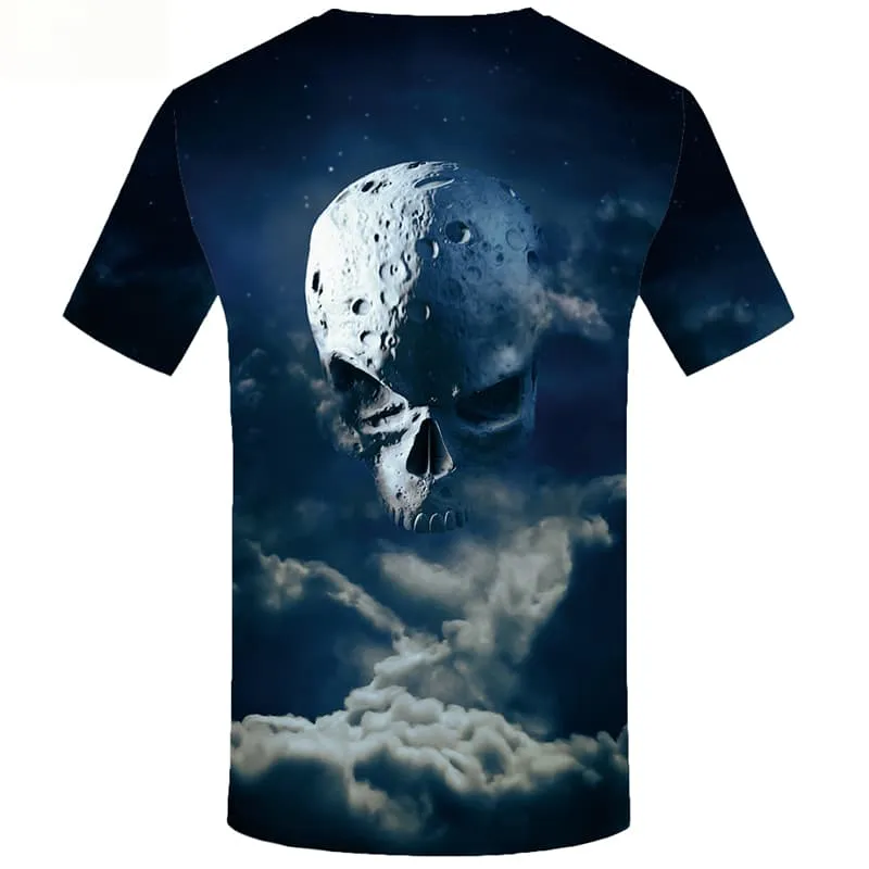 Skull T shirts Men Space Galaxy T shirts Funny Nebula T-shirts 3d Short Sleeve