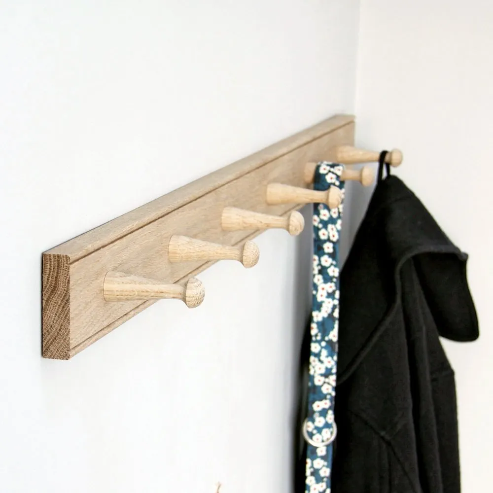 Slim Oak Peg Rail - Shaker Style