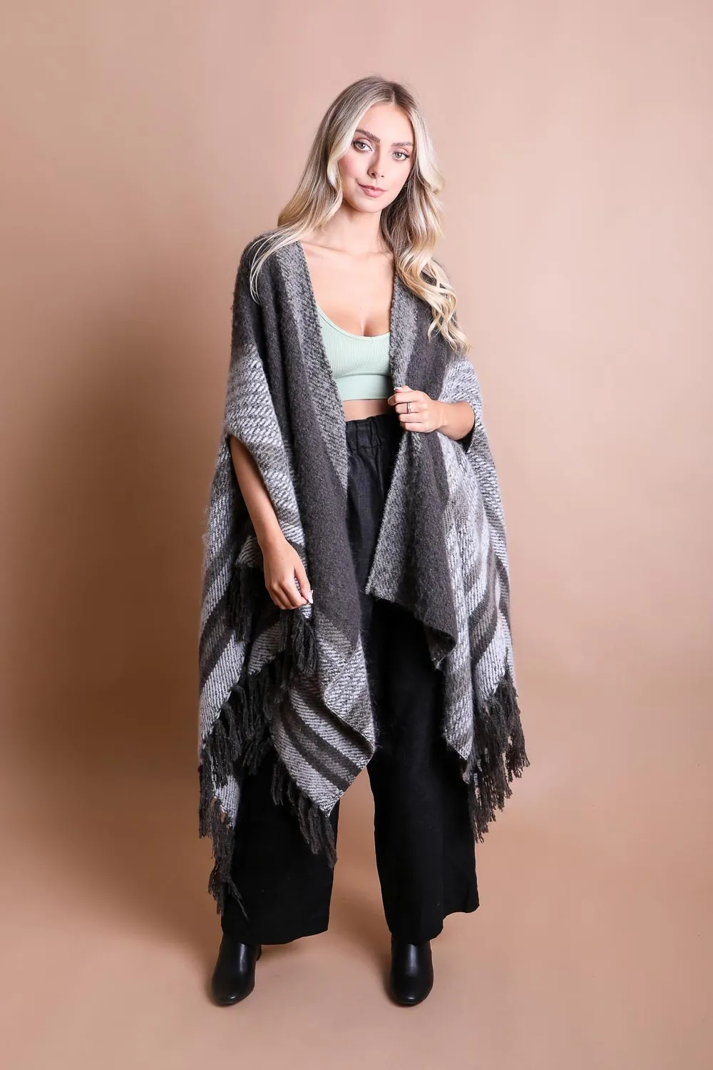 Stripe Bohemian Ruana Wrap