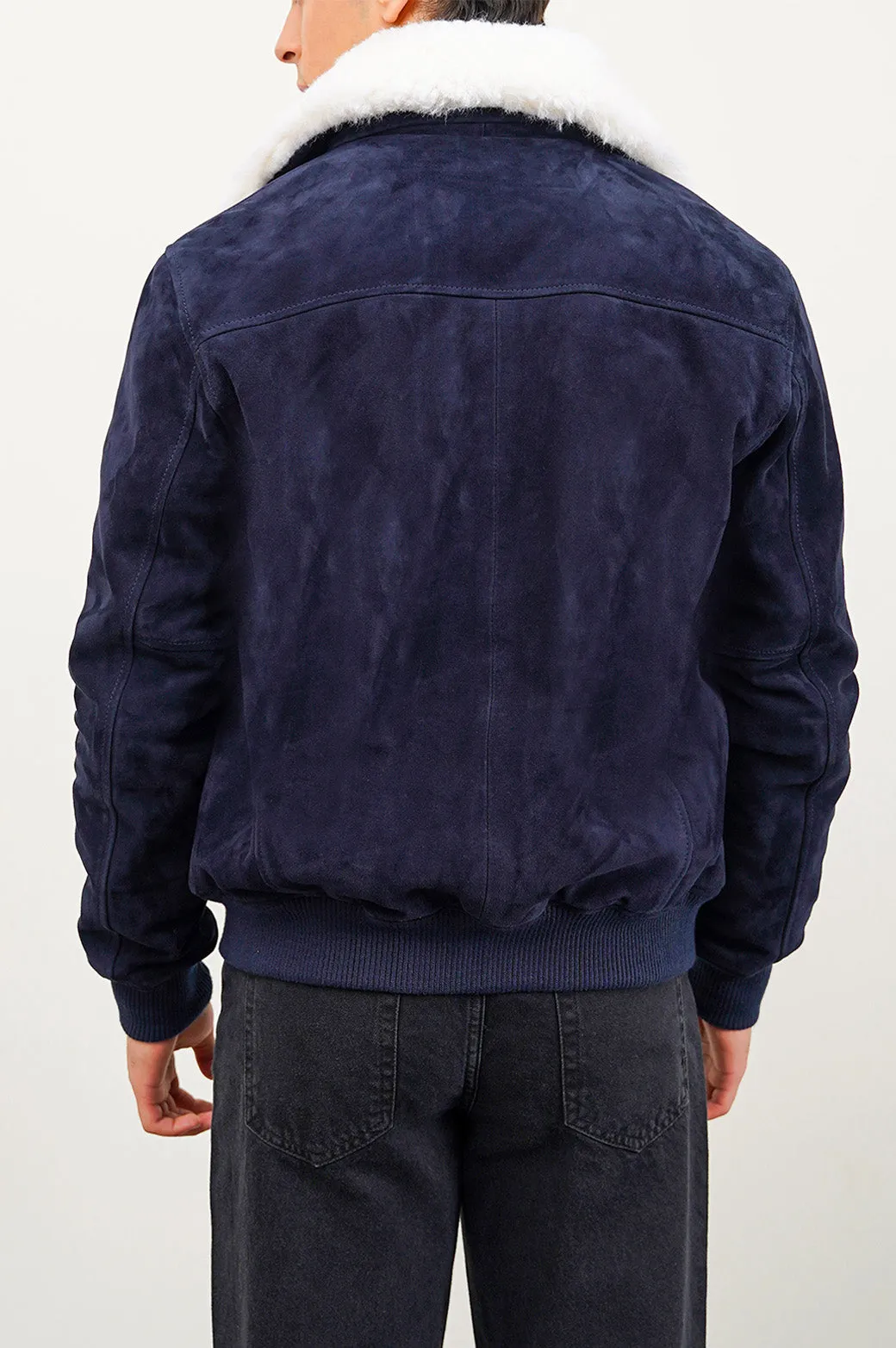 SUEDE JACKET WITH LAMB WOOL