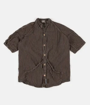 Tender Type 433 Raglan Wallaby Short Sleeve Shirt - Indigo Welsh Stripe Calico Walnut Dye