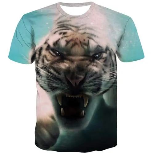 Tiger T shirts Men Animal T-shirts 3d Ferocious Tshirt Printed Hip Hop T shirts Funny Harajuku Tshirt Anime Short Sleeve Fashion