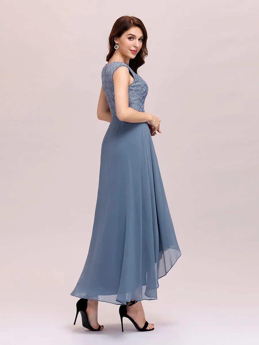 Trendy V Neck High Waist Chiffon Cocktail Dress for Women