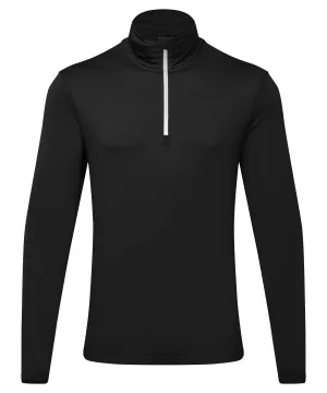 TriDri® recycled long sleeve brushed back  zip top | Black/White