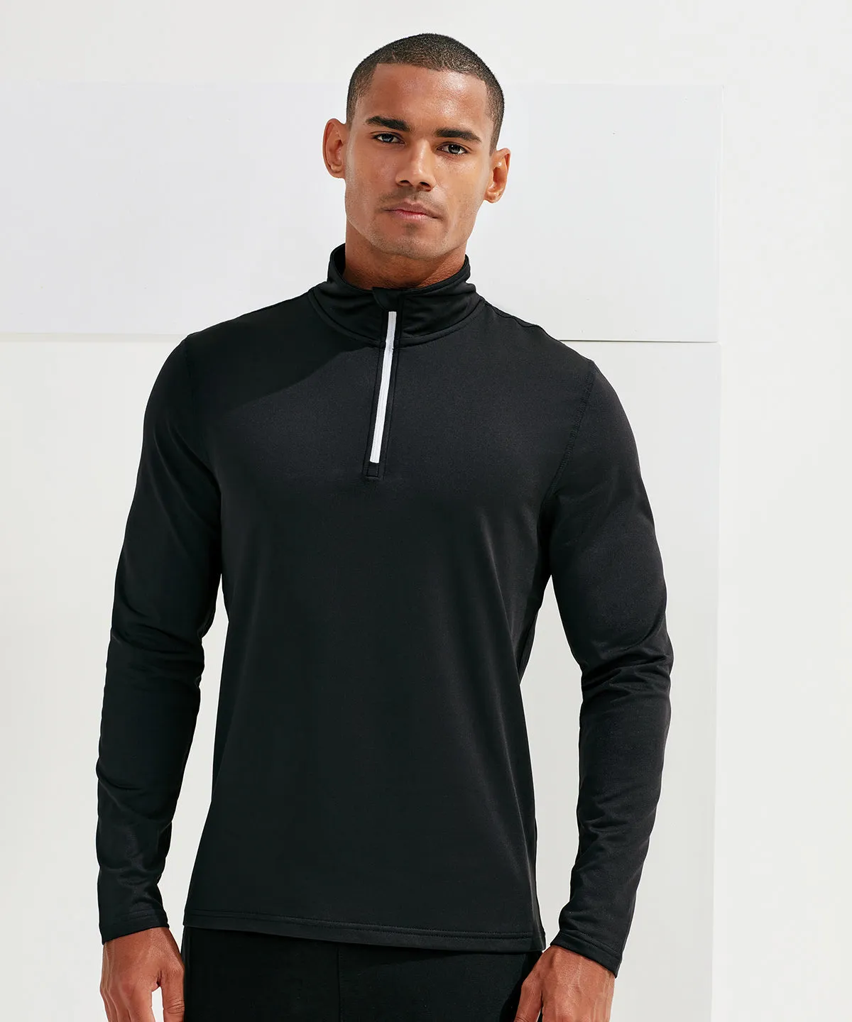 TriDri® recycled long sleeve brushed back  zip top | Charcoal/Black