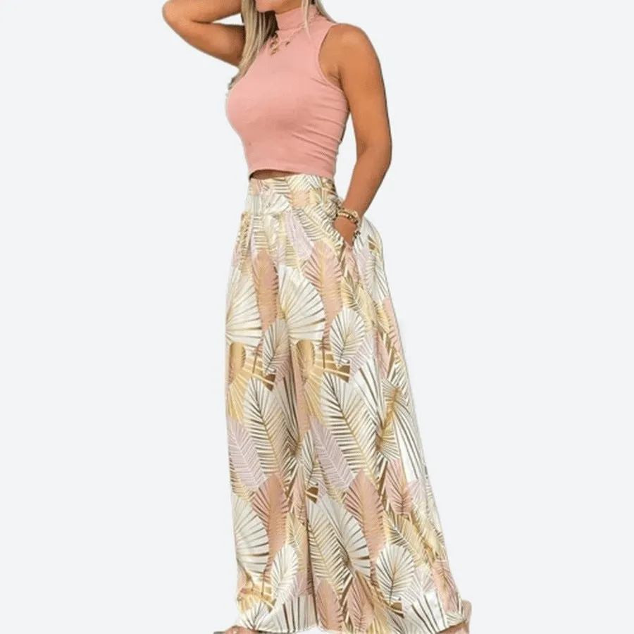 Tropical Print Wide-Leg Dresses