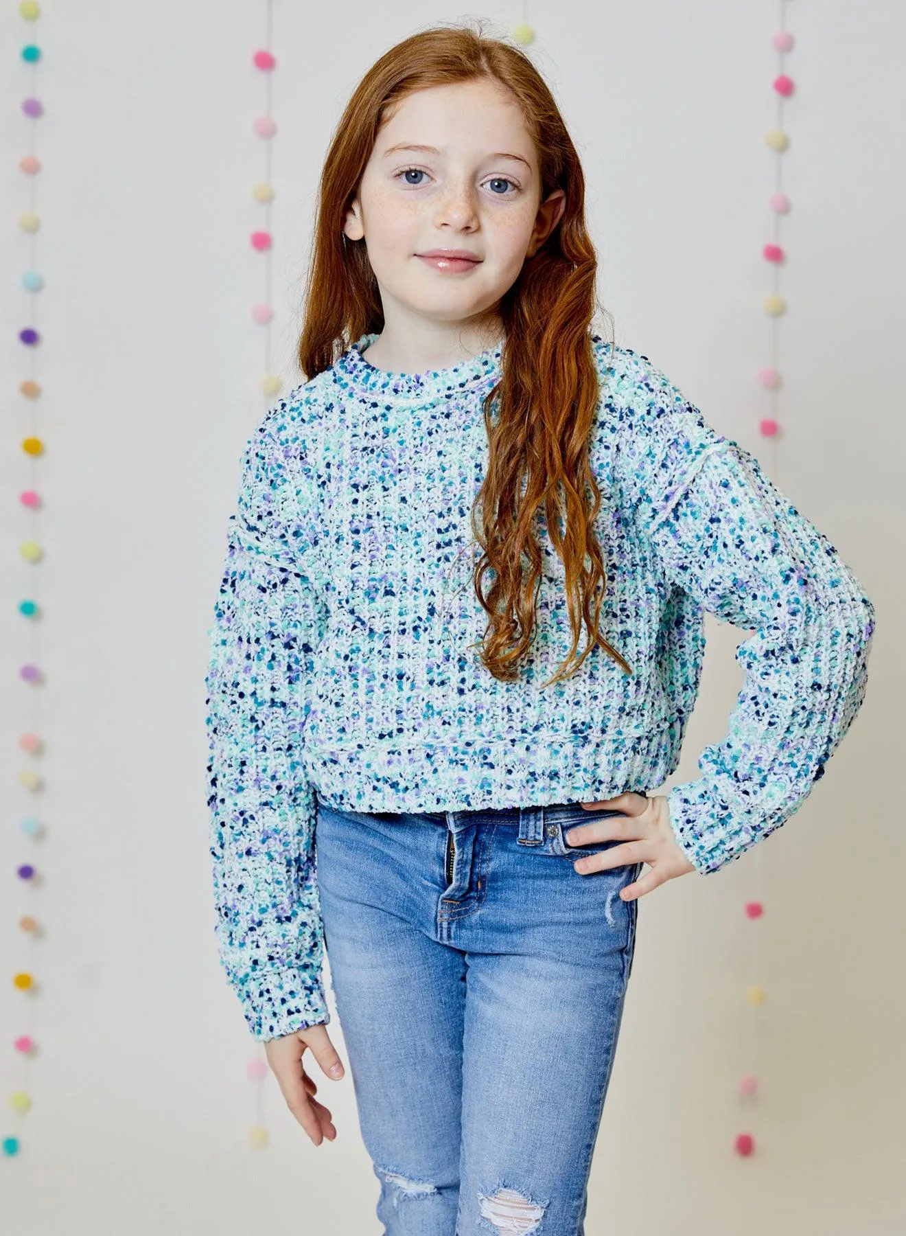 Tween Sweaters | Dashing Blue Combo Sweater| Design History