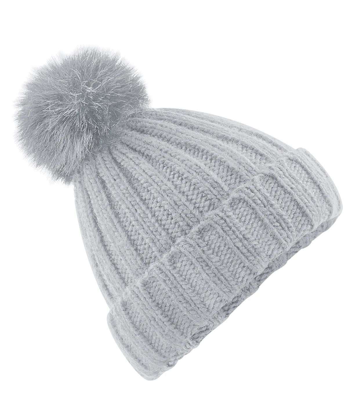 Verbier fur pop pom chunky beanie | Navy