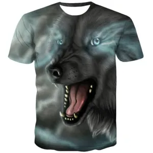 Wolf T shirts Men Cartoon Tshirt Printed Animal T shirts Funny War T-shirts 3d Gothic T-shirts Graphic Short Sleeve Hip hop