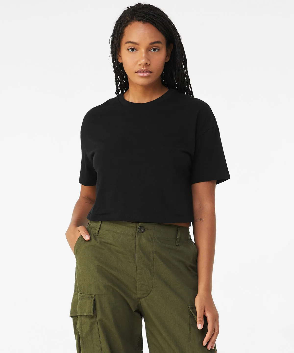 Womens Jersey crop tee | Military Green