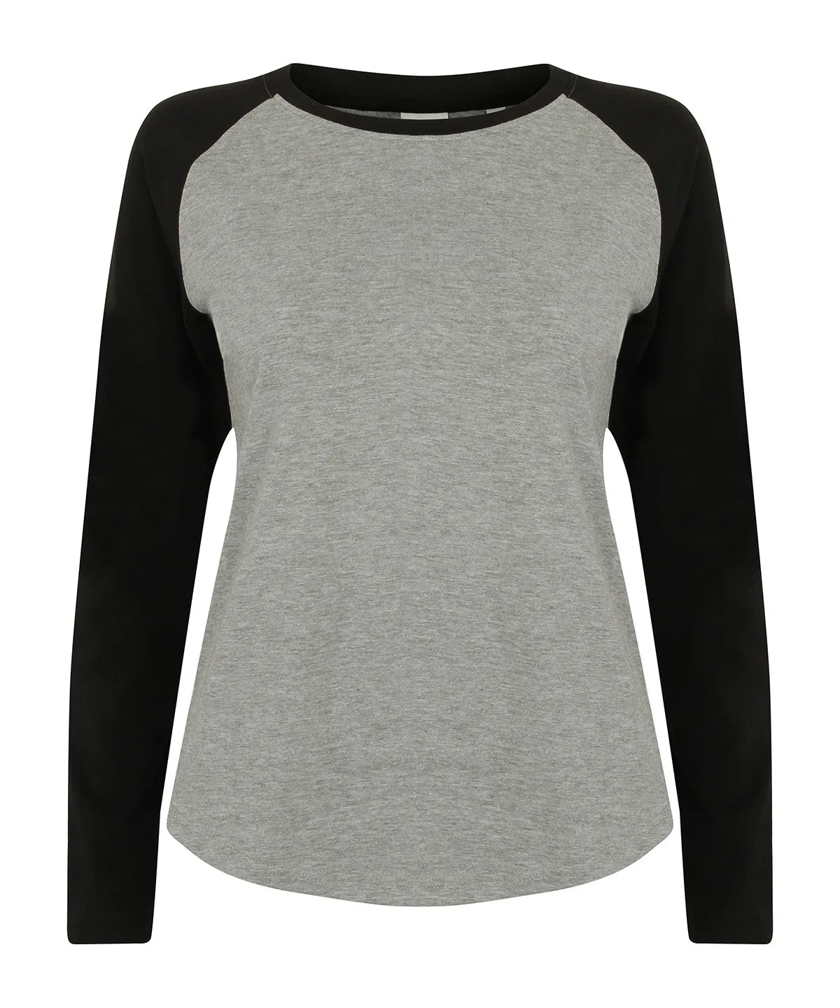 Womens long sleeve baseball t-shirt | Heather Grey/Black